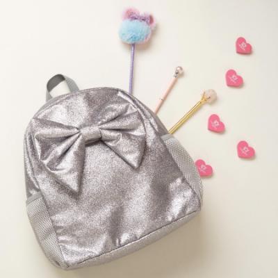 Picture of Caramelo Kids Glitter School Bag With Bow - Grey Glitter