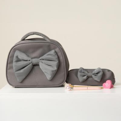 Picture of Caramelo Kids Pencil Case With Contrasting Padded Bow - Grey