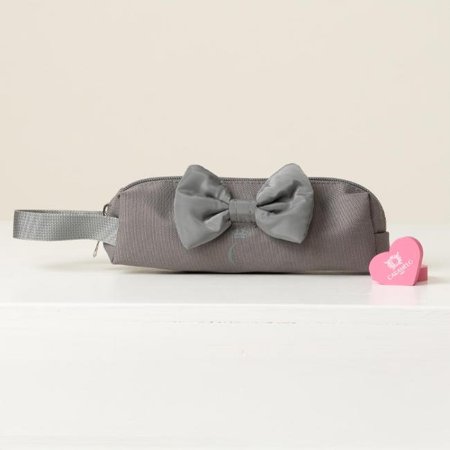 Picture of Caramelo Kids Pencil Case With Contrasting Padded Bow - Grey