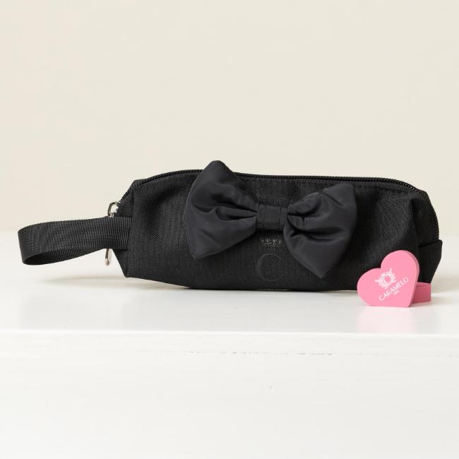 Picture of Caramelo Kids Pencil Case With Contrasting Padded Bow - Black