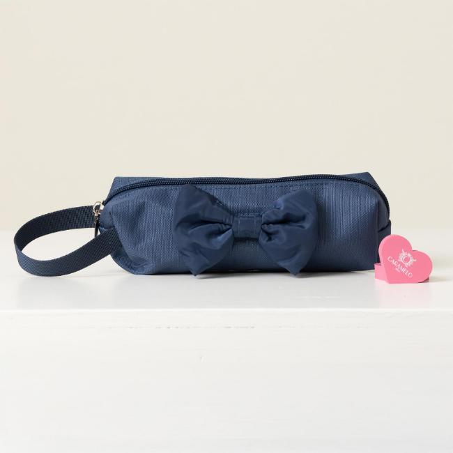 Picture of Caramelo Kids Pencil Case With Contrasting Padded Bow - Navy