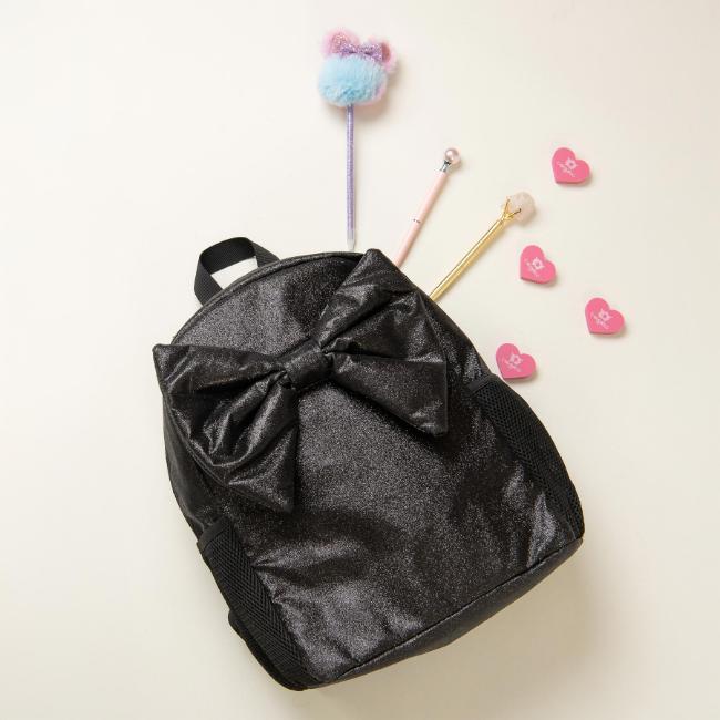 Picture of Caramelo Kids Glitter School Bag With Bow - Black Glitter