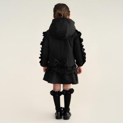 Picture of Caramelo Kids Girls Hooded Short Coat With Frill - Black