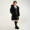 Picture of Caramelo Kids Girls Hooded Short Coat With Frill - Black