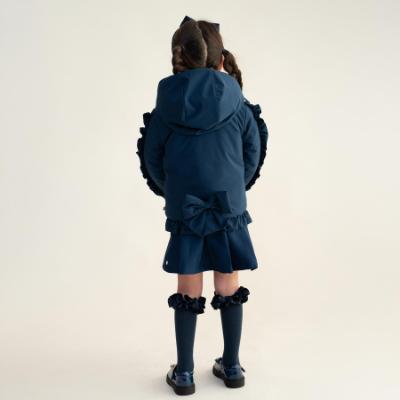 Picture of Caramelo Kids Girls Hooded Short Coat With Frill - Navy