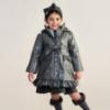 Picture of Caramelo Kids Girls Hooded Rain Mac With Bows & Frill - Grey