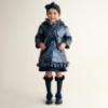 Picture of Caramelo Kids Girls Hooded Rain Mac With Bows & Frill - Navy
