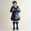 Picture of Caramelo Kids Girls Hooded Rain Mac With Bows & Frill - Navy