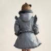Picture of Caramelo Kids Girls Fur Trim Hooded Peplum Coat - Grey
