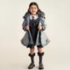 Picture of Caramelo Kids Girls Fur Trim Hooded Peplum Coat - Grey