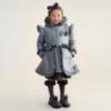 Picture of Caramelo Kids Girls Fur Trim Hooded Peplum Coat - Grey