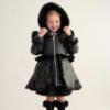 Picture of Caramelo Kids Girls Fur Trim Hooded Peplum Coat - Black