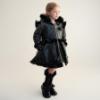 Picture of Caramelo Kids Girls Fur Trim Hooded Peplum Coat - Black
