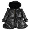 Picture of Caramelo Kids Girls Fur Trim Hooded Peplum Coat - Black