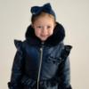 Picture of Caramelo Kids Girls Fur Trim Hooded Peplum Coat - Navy