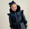 Picture of Caramelo Kids Girls Fur Trim Hooded Peplum Coat - Navy