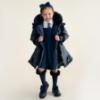 Picture of Caramelo Kids Girls Fur Trim Hooded Peplum Coat - Navy