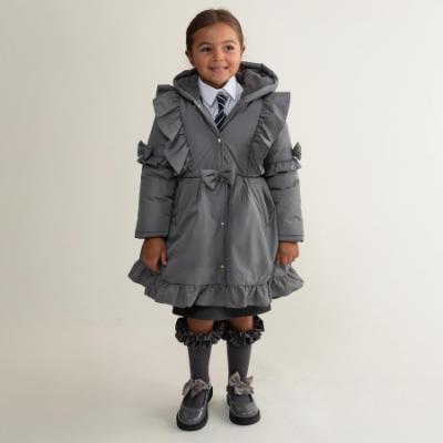 Picture of Caramelo Kids Girls Frill Detail Skirted Coat - Grey