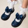 Picture of Caramelo Kids Girls Satin Bow Mary Jane School Shoes - Navy