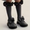 Picture of Caramelo Kids Girls Satin Bow Mary Jane School Shoes - Grey