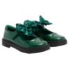 Picture of Caramelo Kids Girls Satin Bow Mary Jane School Shoes - Bottle Green