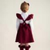 Picture of Caramelo Kids Girls Frill School Pinafore With Bows - Maroon Burgundy