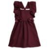 Picture of Caramelo Kids Girls Frill School Pinafore With Bows - Maroon Burgundy