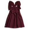 Picture of Caramelo Kids Girls Frill School Pinafore With Bows - Maroon Burgundy