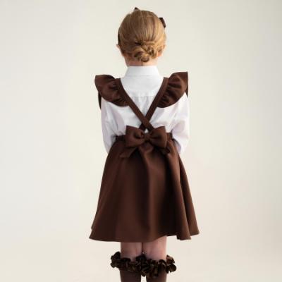 Picture of Caramelo Kids Girls Frill School Pinafore With Bows - Brown
