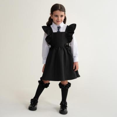 Picture of Caramelo Kids Girls Frill School Pinafore With Bows - Black
