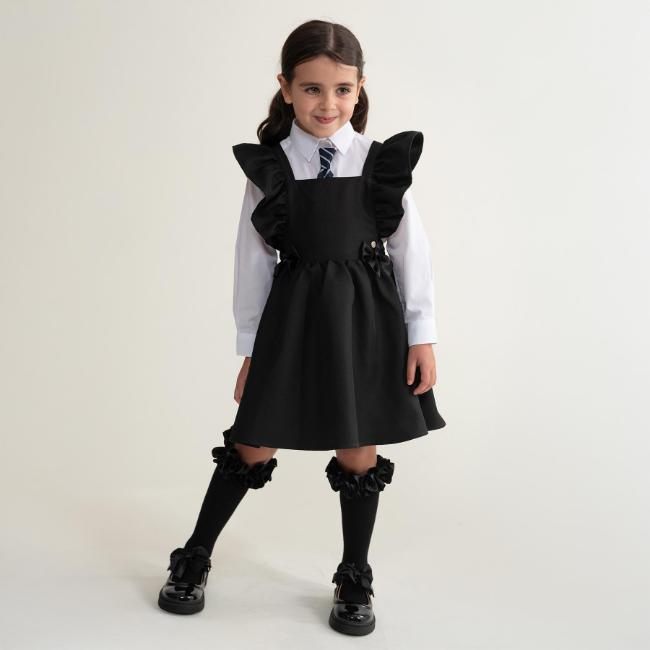 Picture of Caramelo Kids Girls Frill School Pinafore With Bows - Black