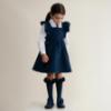 Picture of Caramelo Kids Girls Frill School Pinafore With Bows - Navy