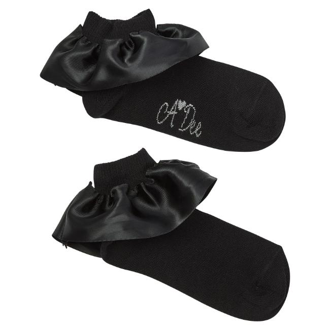 Picture of A Dee BTS Pixie Satin Ruffle Ankle Sock - Black