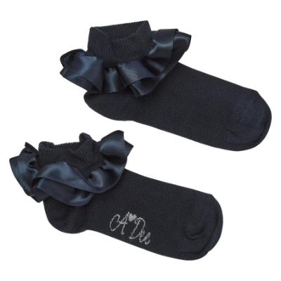 Picture of A Dee BTS Pixie Satin Ruffle Ankle Sock - Navy Blue