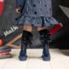 Picture of A Dee BTS Poppy Satin Bow Knee High Sock - Navy Blue