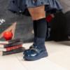 Picture of A Dee BTS Poppy Satin Bow Knee High Sock - Navy Blue