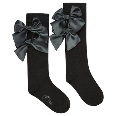 Picture of A Dee BTS Poppy Satin Bow Knee High Sock - Grey