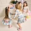 Picture of Monnalisa Girls Jewel Top & Jewel Skirt Set X 2 - Ivory Blue