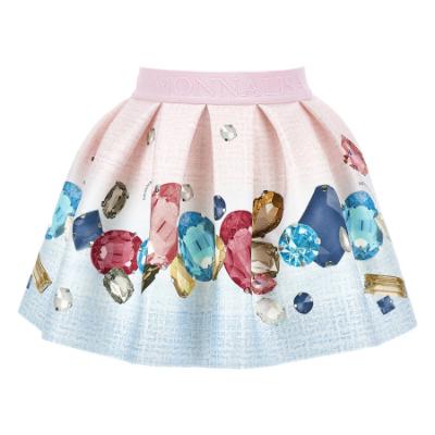 Picture of Monnalisa Girls Jewel Top & Jewel Skirt Set X 2 - Ivory Blue