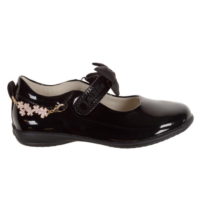 Picture of Lelli Kelly Ophelia 2 Girls School Shoe With Detachable Flower Bracelet - Black Patent