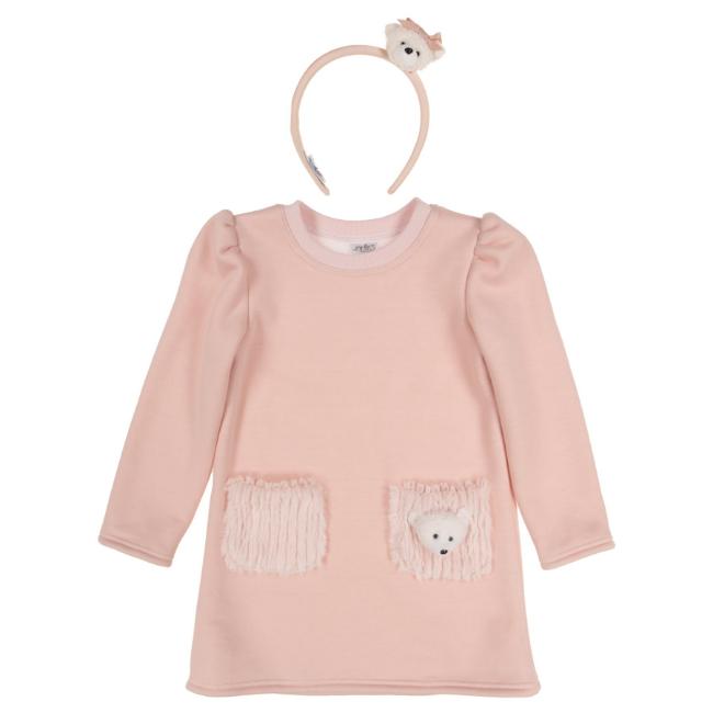 Picture of Jamiks Kids Girls Lysandre Teddy Dress & Headband Set X 2 - Pink Apricot
