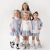 Picture of Daga Girls Blue Mirage Drop Waist Dress - Ivory Blue Silver