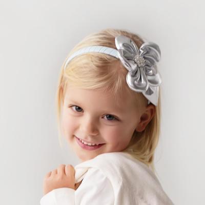 Picture of Daga Girls Blue Mirage Large Flower Headband - Silver