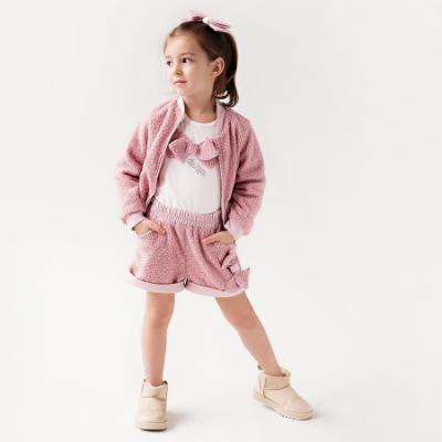 Picture of Daga Girls Fluffy Chic Jacket Shorts Top Set X 3 - Dark Pink