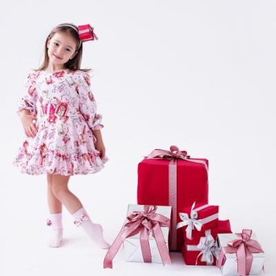 Picture of Daga Girls Magical Surprises Ruffle Dress - Pink Red Silver
