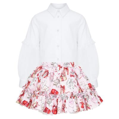 Picture of Daga Girls Magical Surprises Blouse & Skirt Set X 2 - White Pink Red
