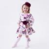 Picture of Daga Girls Fashion Street Ruffle Dress - Ivory Burgundy