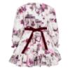 Picture of Daga Girls Fashion Street Ruffle Dress - Ivory Burgundy