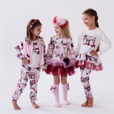Picture of Daga Girls Fashion Street Knee Socks With Bow - Ivory Burgundy