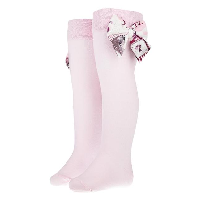 Picture of Daga Girls Fashion Street Knee Socks With Bow - Pink Burgundy